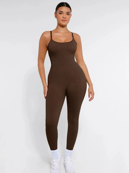 Ribbed Plus Size Bodycon Jumpsuits Shaper with Removable Pads