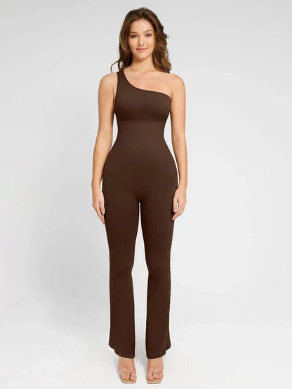 Seamless One Shoulder Flared Shaper Jumpsuit