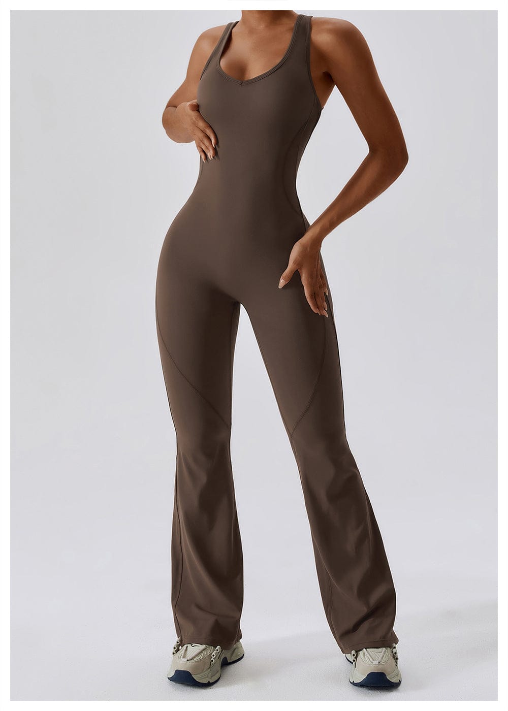 Backless Flared Tummy Control Shaping Jumpsuit For Women