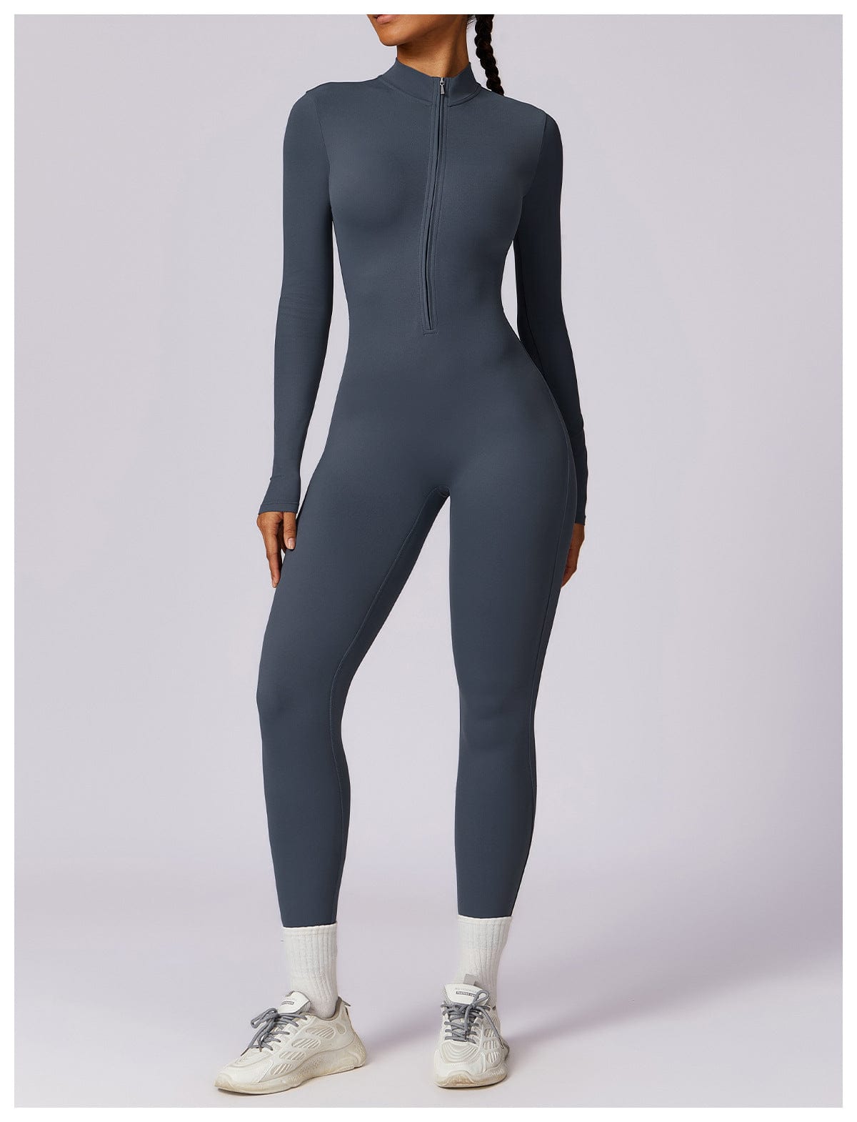 Front Zippered Full Shaping One Piece Sports Jumpsuit