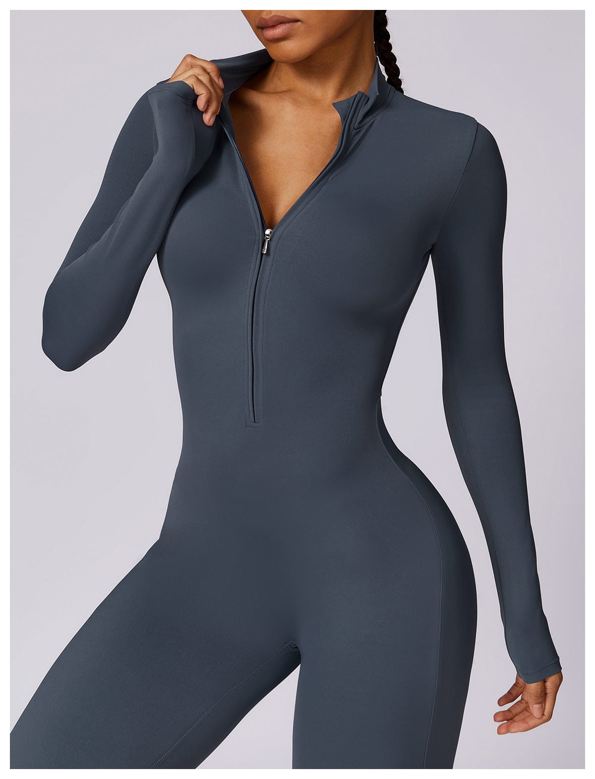 Front Zippered Full Shaping One Piece Sports Jumpsuit