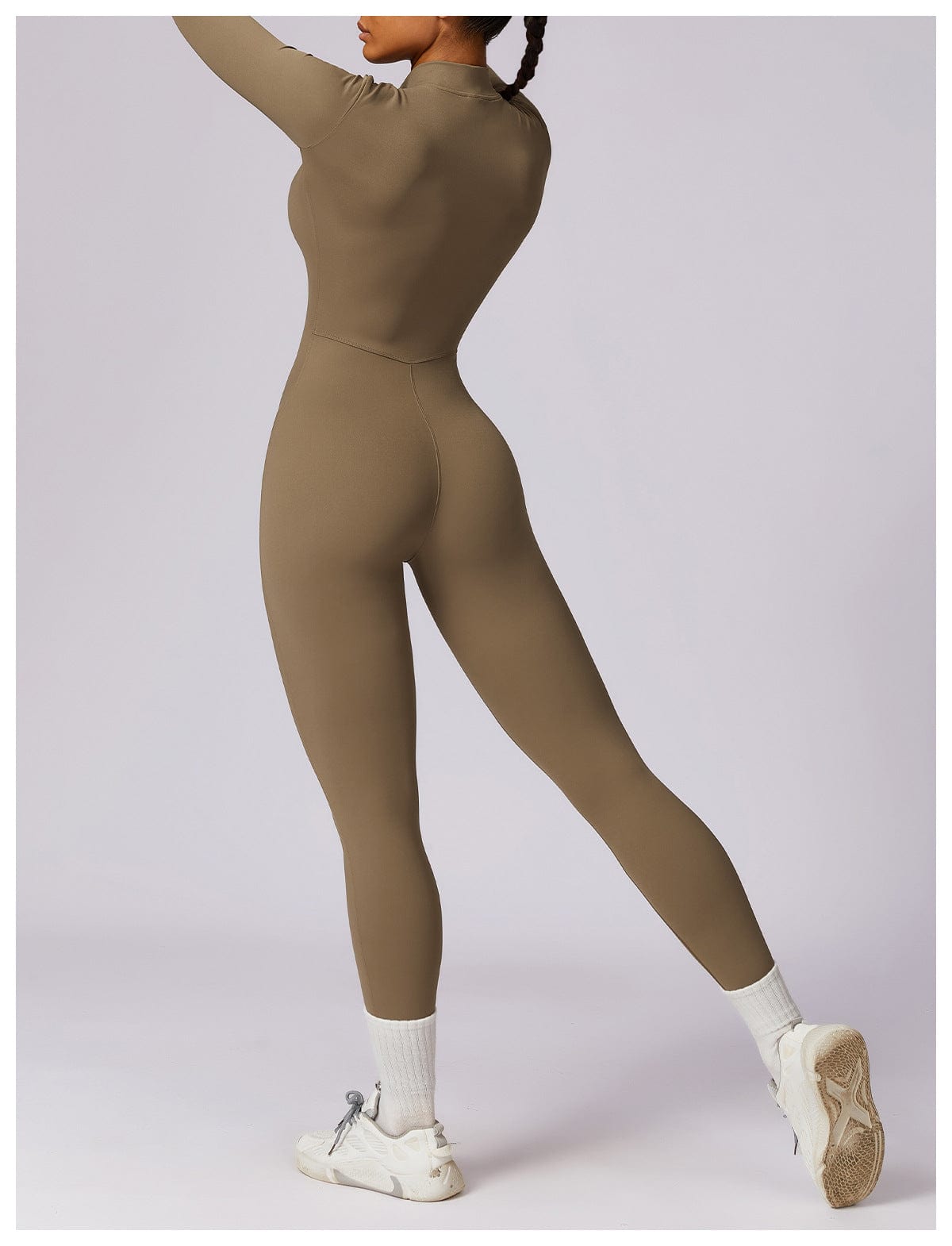 Front Zippered Full Shaping One Piece Sports Jumpsuit