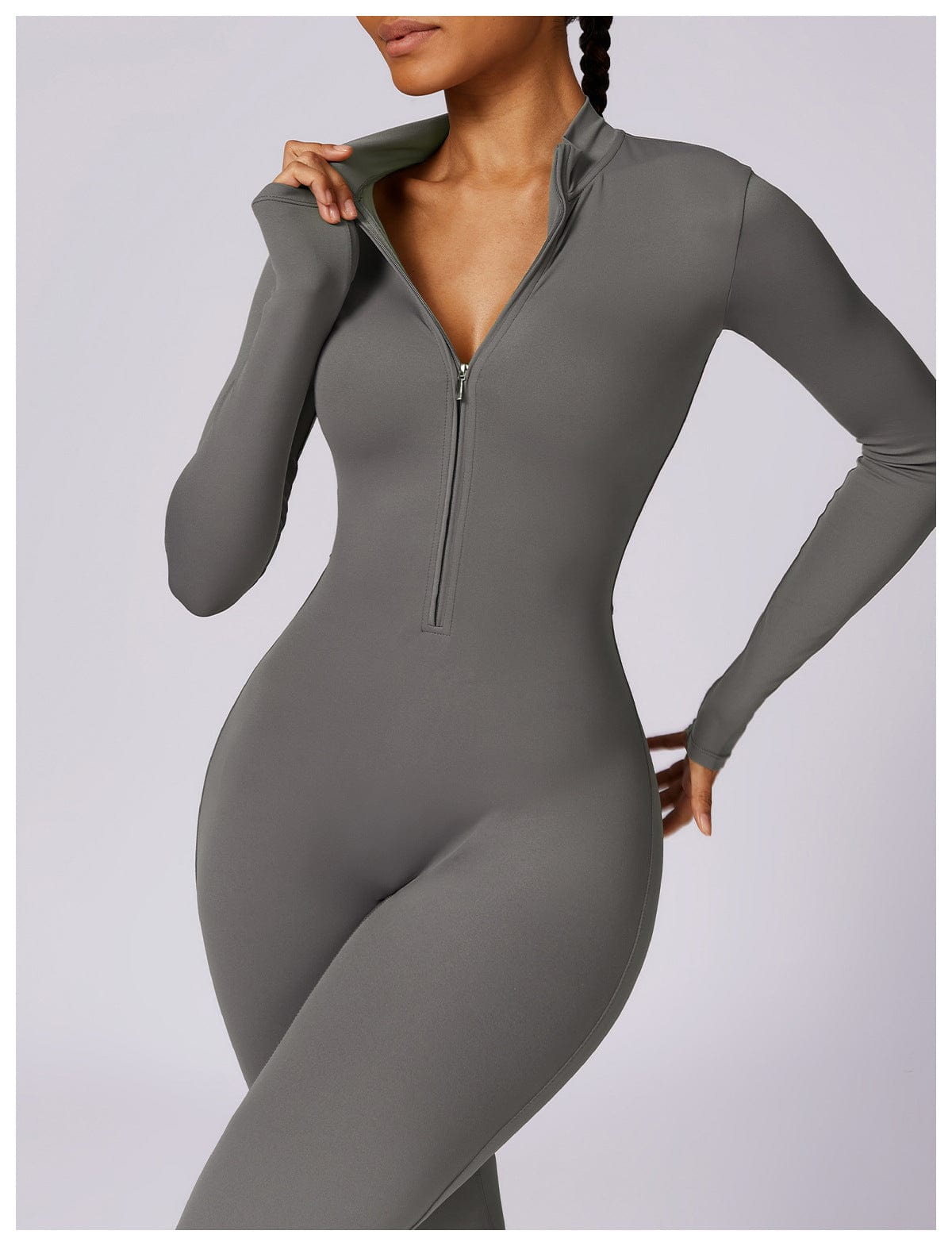 Front Zippered Full Shaping One Piece Sports Jumpsuit