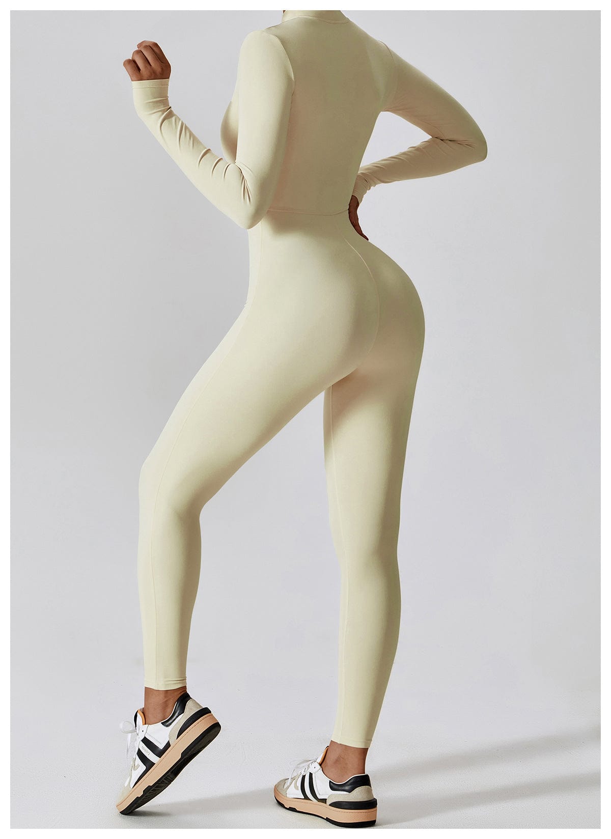 Front Zippered Full Shaping One Piece Sports Jumpsuit
