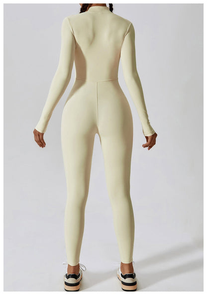 Front Zippered Full Shaping One Piece Sports Jumpsuit