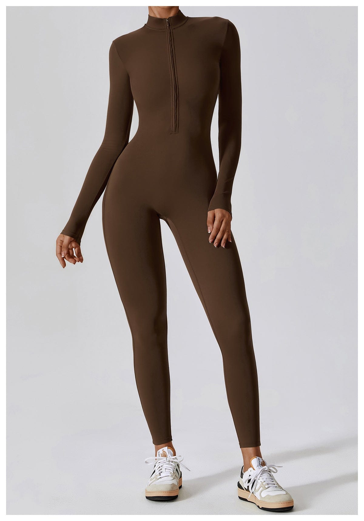 Front Zippered Full Shaping One Piece Sports Jumpsuit