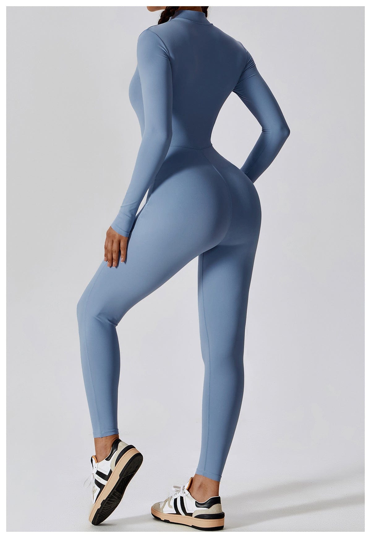 Front Zippered Full Shaping One Piece Sports Jumpsuit