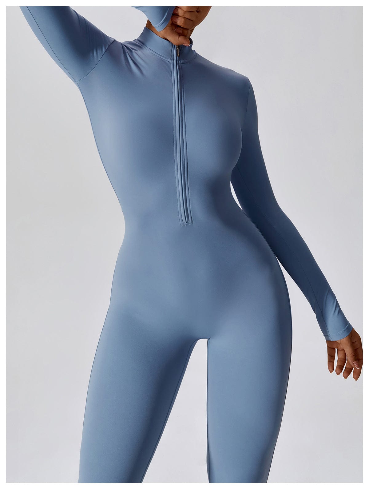 Front Zippered Full Shaping One Piece Sports Jumpsuit