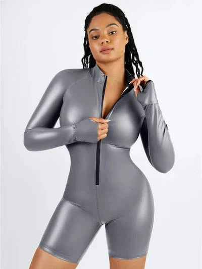 Long Sleeve Shaping Sauna Suit with Front Zipper