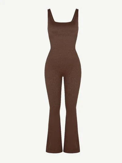 Low Back Tummy Control Flared Jumpsuit