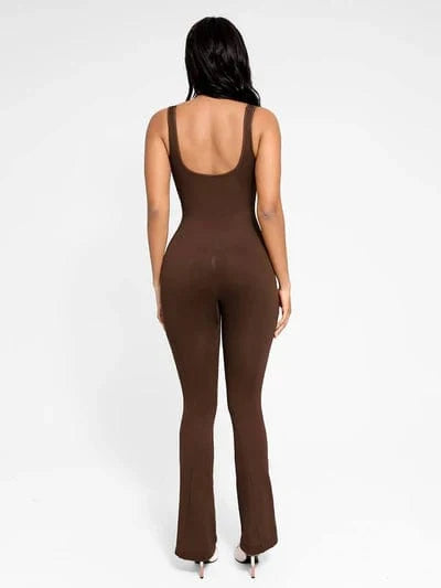 Low Back Tummy Control Flared Jumpsuit
