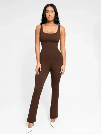 Low Back Tummy Control Flared Jumpsuit