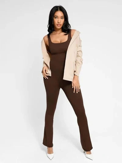 Low Back Tummy Control Flared Jumpsuit