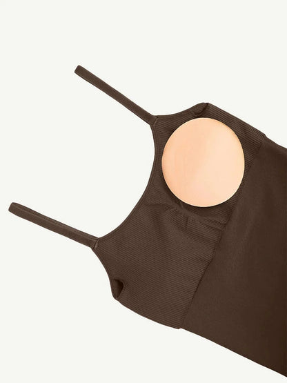 Ribbed Plus Size Bodycon Jumpsuits Shaper with Removable Pads