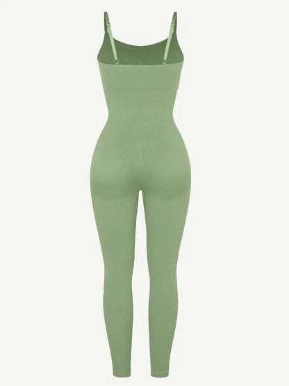 Ribbed Plus Size Bodycon Jumpsuits Shaper with Removable Pads