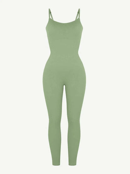 Ribbed Plus Size Bodycon Jumpsuits Shaper with Removable Pads