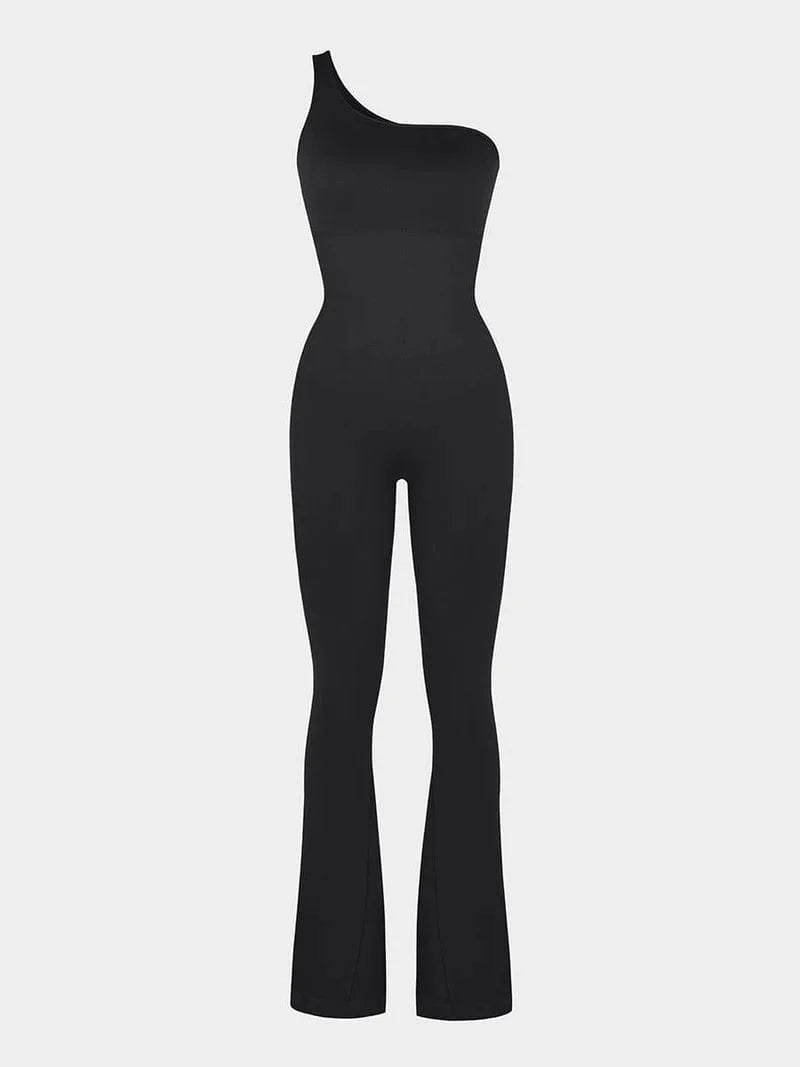 Seamless One Shoulder Flared Shaper Jumpsuit
