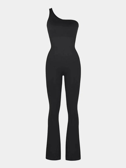 Seamless One Shoulder Flared Shaper Jumpsuit