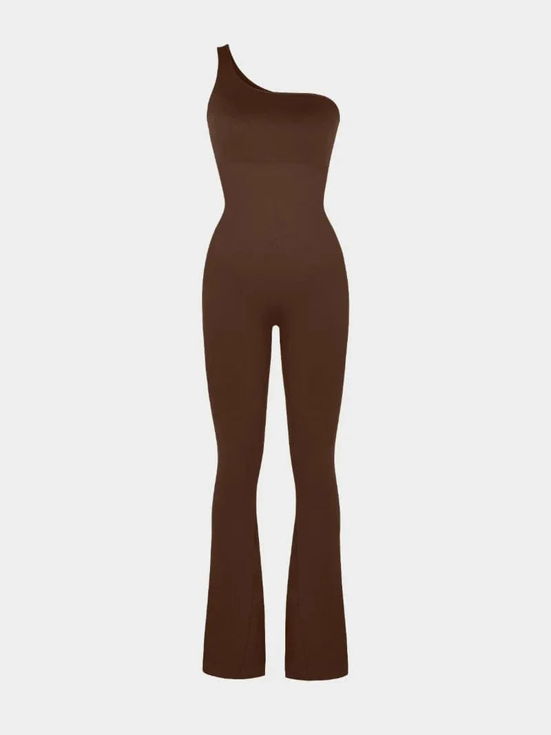 Seamless One Shoulder Flared Shaper Jumpsuit