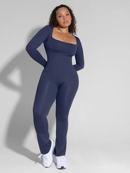 Seamless Square Neck Shapewear Flared Jumpsuit