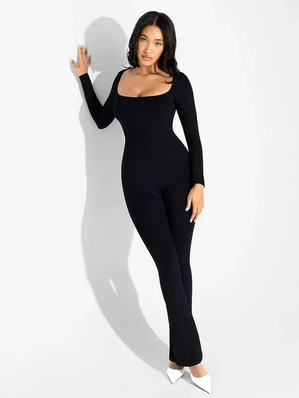 Seamless Square Neck Shapewear Flared Jumpsuit