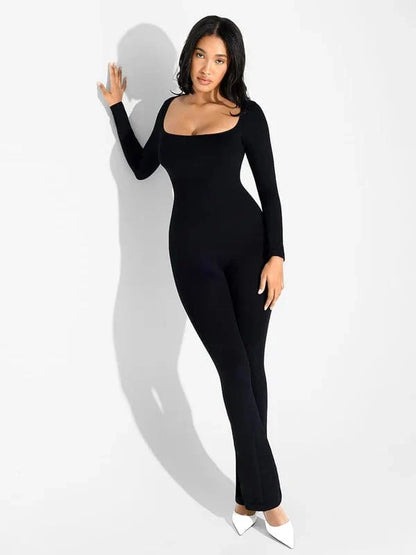 Seamless Square Neck Shapewear Flared Jumpsuit