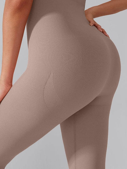 Seamless Yoga Jumpsuit with Built-in Bra Sculpting Butterfly Back Workout Bodysuit