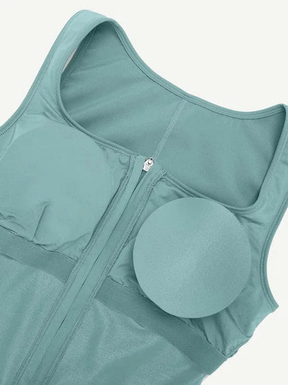 Gym sports Shapewear Jumpsuit with Front Zipper
