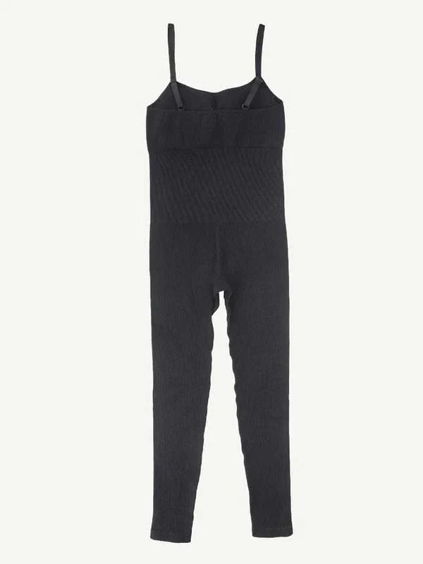 Ribbed Plus Size Bodycon Jumpsuits Shaper with Removable Pads