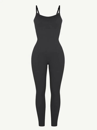 Ribbed Plus Size Bodycon Jumpsuits Shaper with Removable Pads