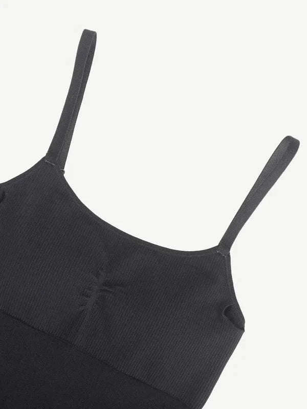Ribbed Plus Size Bodycon Jumpsuits Shaper with Removable Pads