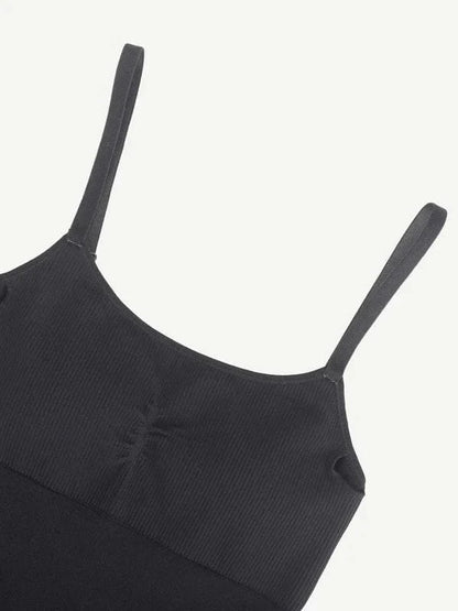 Ribbed Plus Size Bodycon Jumpsuits Shaper with Removable Pads