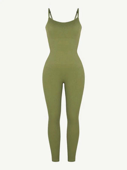 Ribbed Plus Size Bodycon Jumpsuits Shaper with Removable Pads