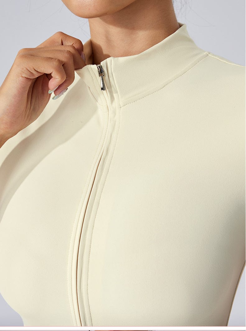 Women's Short Sleeved Yoga Shaping Jumpsuit with Front Zipper