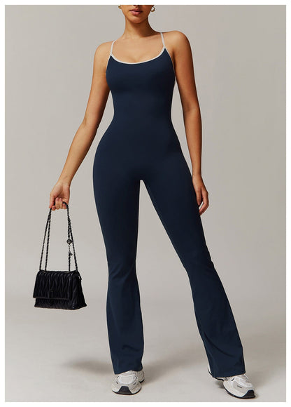 Women Tummy Control Flared Cross-Back Shaping Jumpsuit
