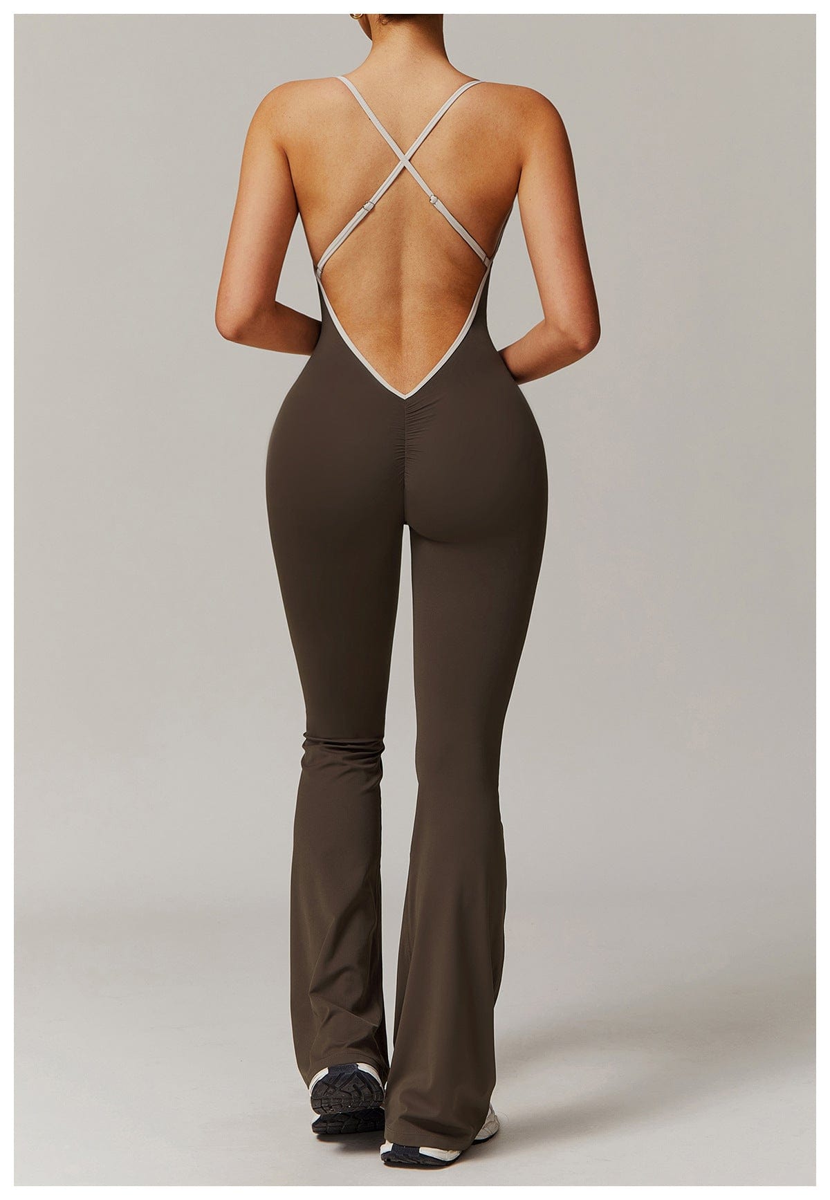 Women Tummy Control Flared Cross-Back Shaping Jumpsuit