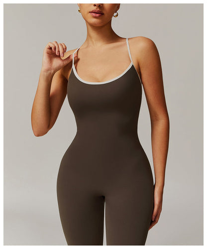 Women Tummy Control Flared Cross-Back Shaping Jumpsuit