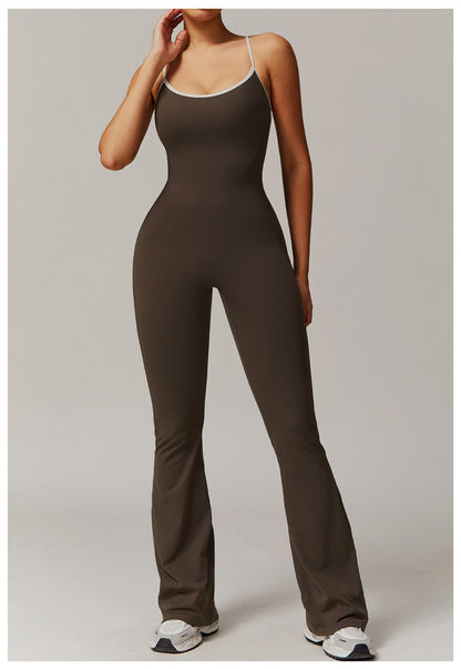 Women Tummy Control Flared Cross-Back Shaping Jumpsuit
