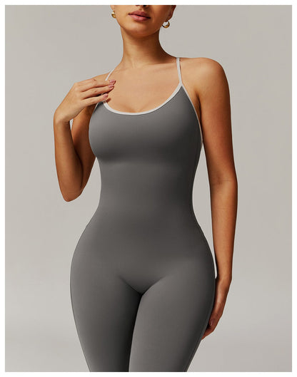 Women Tummy Control Flared Cross-Back Shaping Jumpsuit