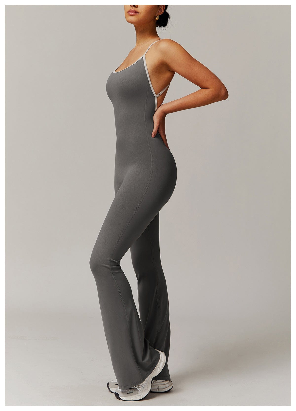 Women Tummy Control Flared Cross-Back Shaping Jumpsuit