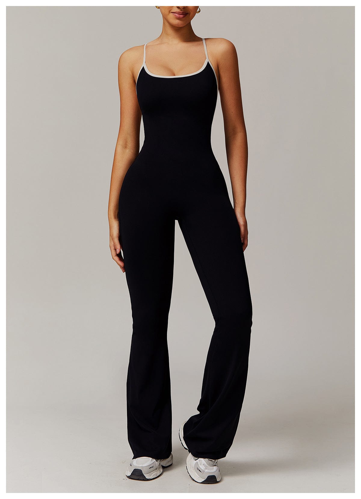 Women Tummy Control Flared Cross-Back Shaping Jumpsuit