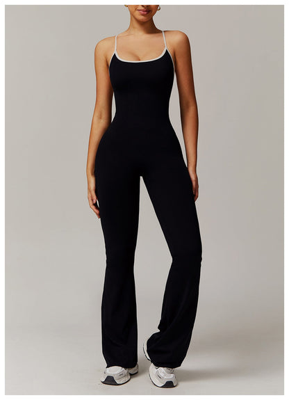 Women Tummy Control Flared Cross-Back Shaping Jumpsuit
