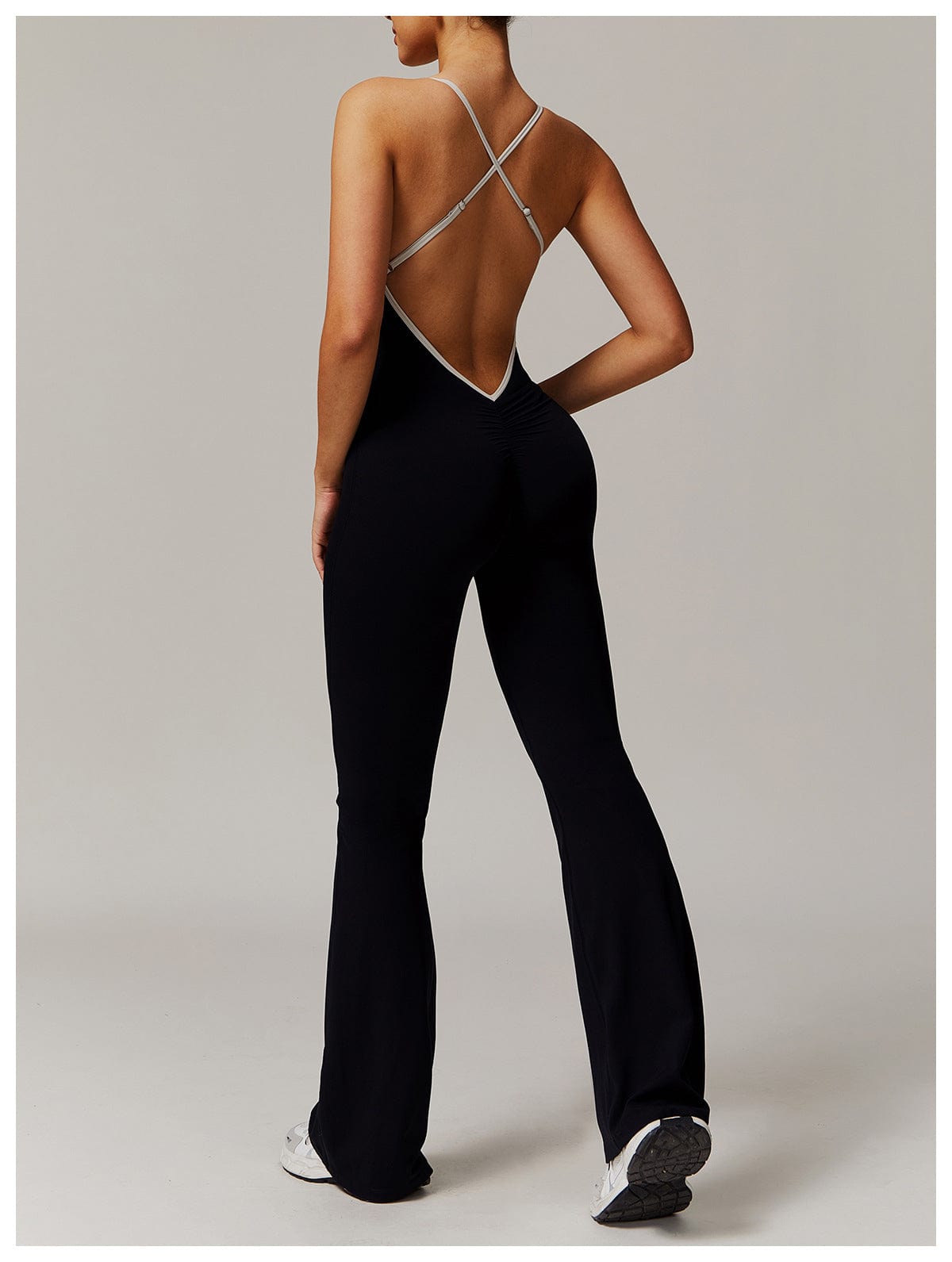 Women Tummy Control Flared Cross-Back Shaping Jumpsuit
