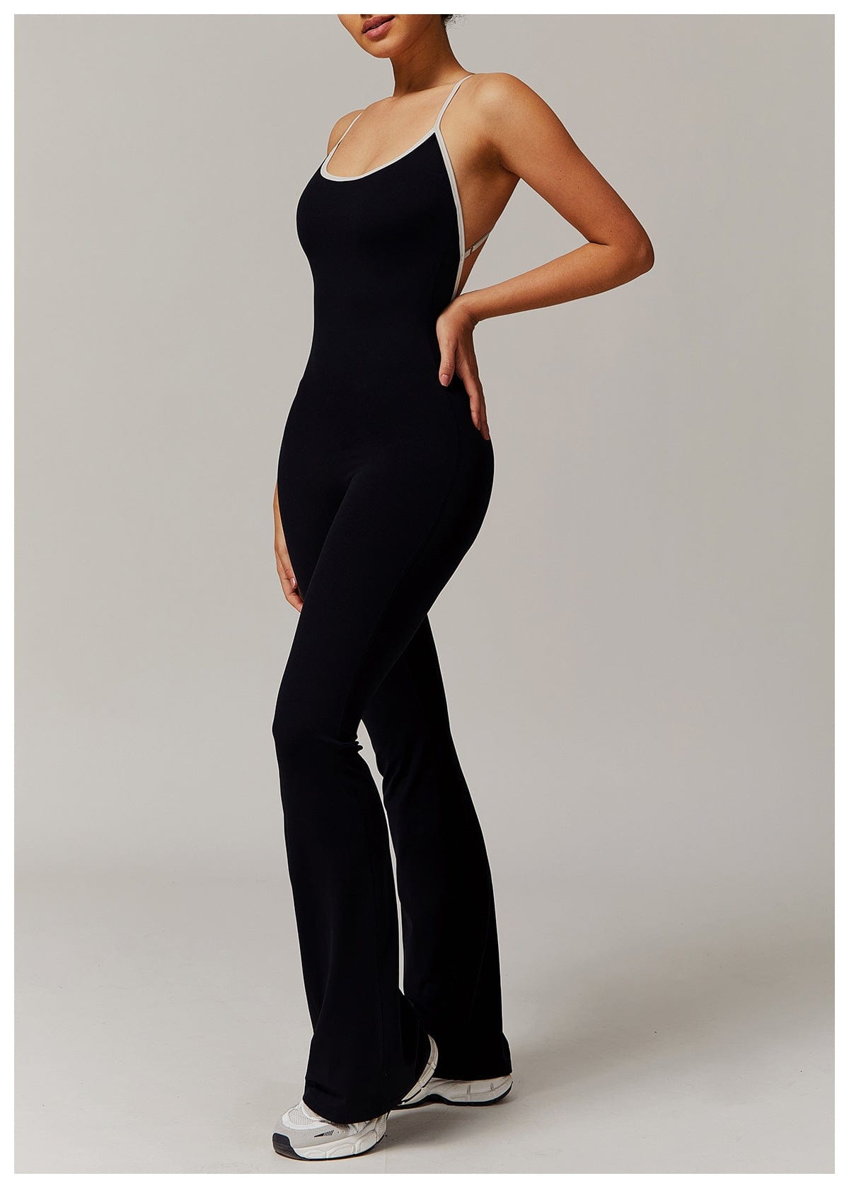 Women Tummy Control Flared Cross-Back Shaping Jumpsuit