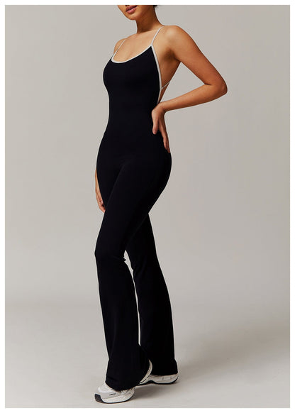 Women Tummy Control Flared Cross-Back Shaping Jumpsuit