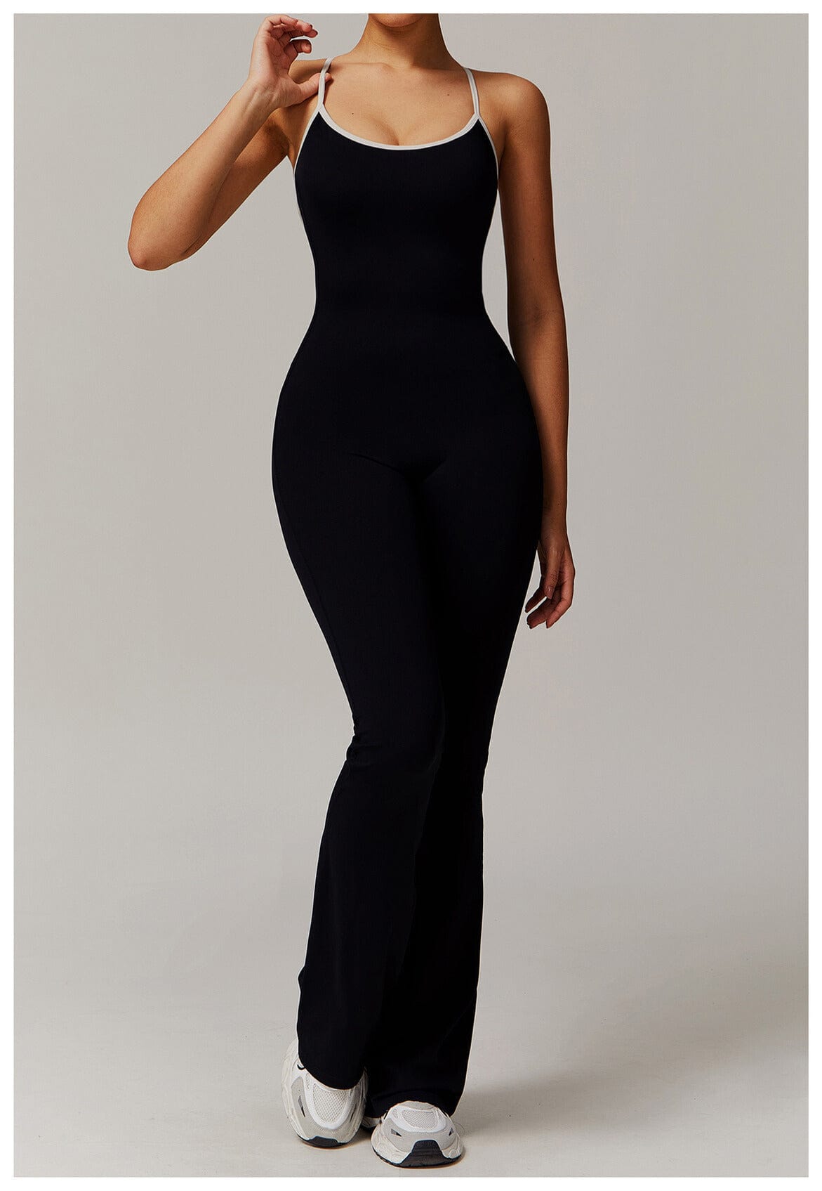 Women Tummy Control Flared Cross-Back Shaping Jumpsuit