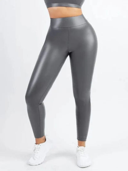 Silver Shapewear Mid-Waist Sauna Yoga Sports Legging Pants