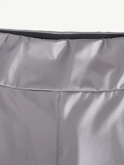 Silver Shapewear Mid-Waist Sauna Yoga Sports Legging Pants