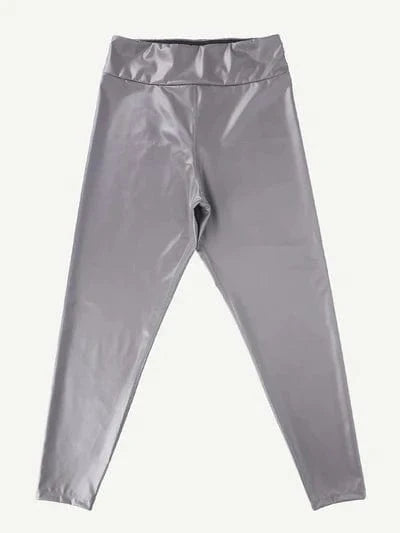 Silver Shapewear Mid-Waist Sauna Yoga Sports Legging Pants