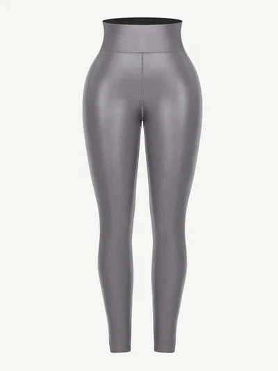 Silver Shapewear Mid-Waist Sauna Yoga Sports Legging Pants